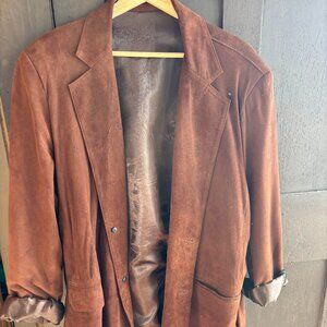 Oversized Brown Suede Leather Blazer